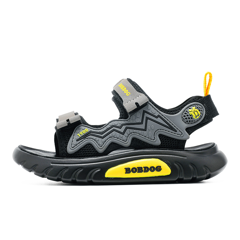 

Детские сандалии с низким верхом, нескользящие и дышащие BOBDOG, серый/черный