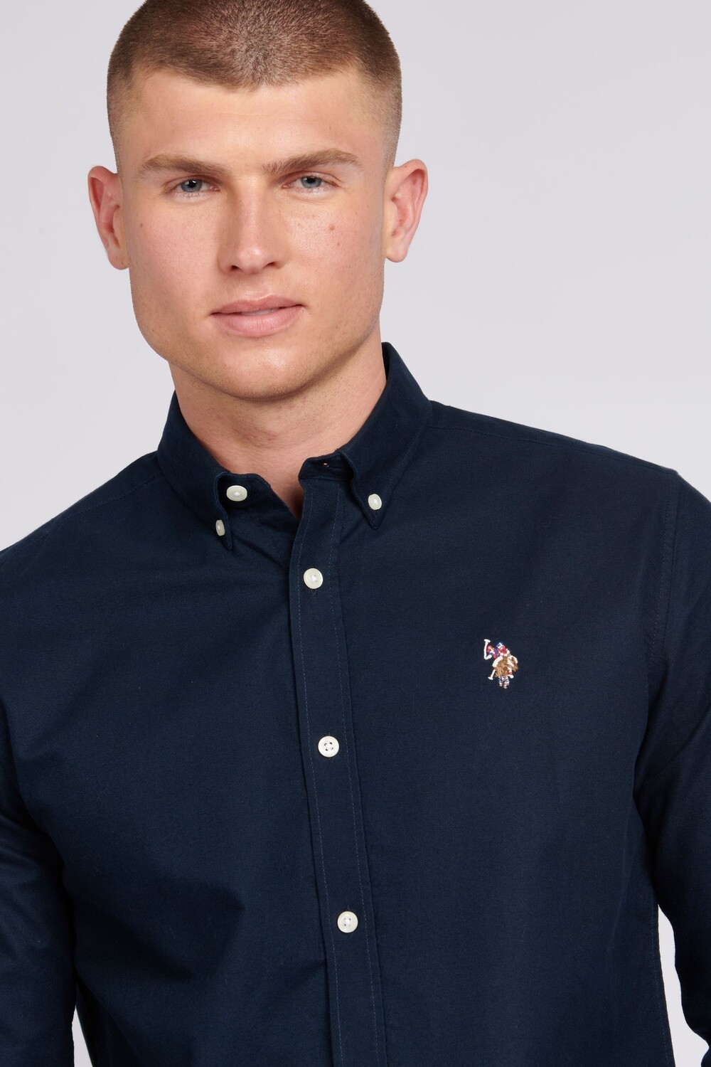 Мужская оксфордская рубашка персикового цвета Us Polo Assn U.S. Polo Assn, синий — фото 2
