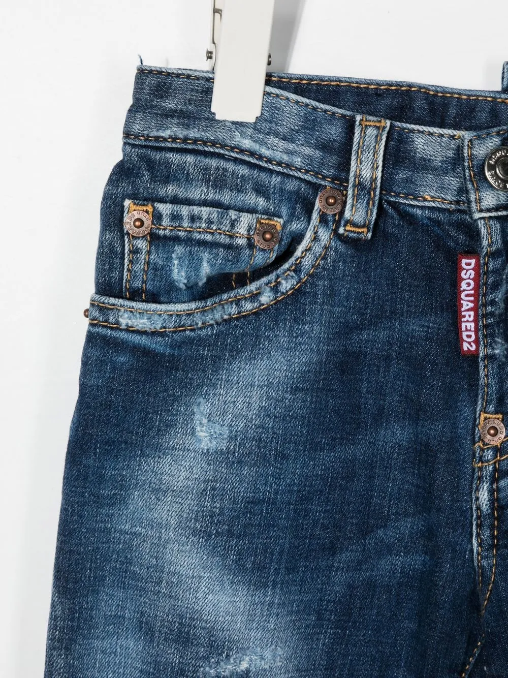 Узкие джинсы из вареного денима DSQUARED2 KIDS, синий — фото 3