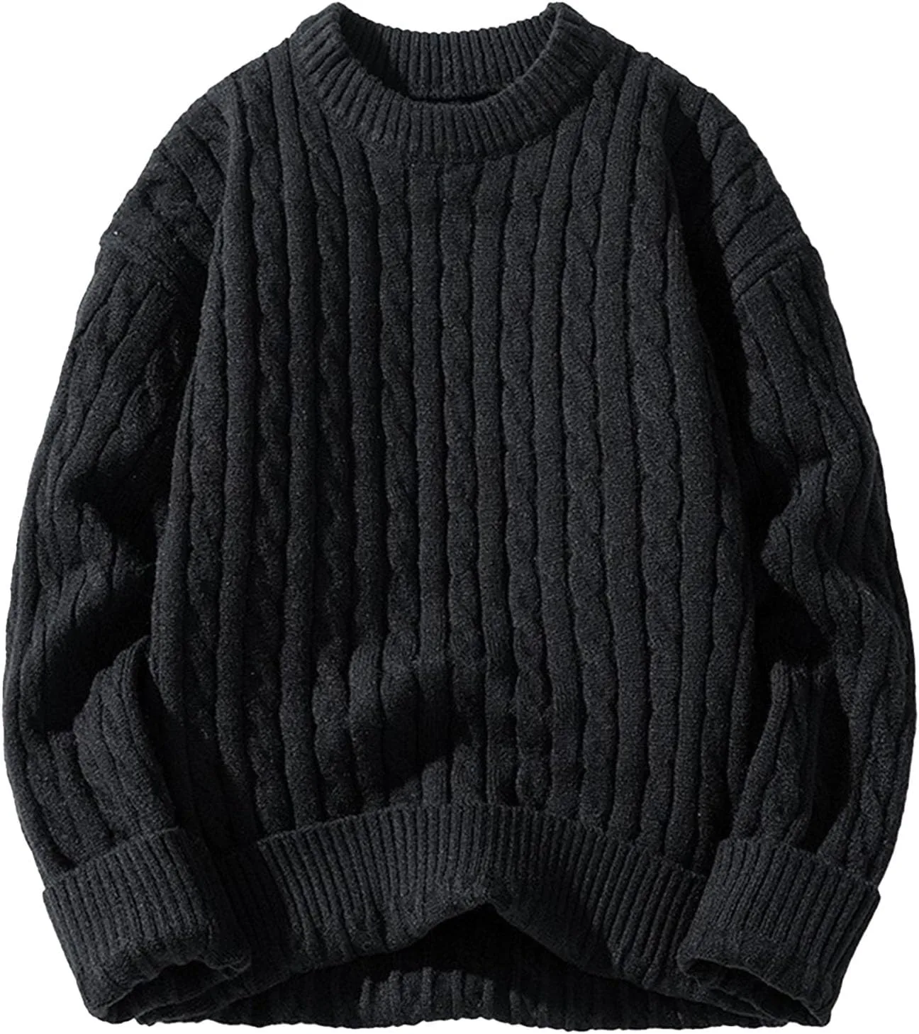 

Mens Fit Knitted Pullover Loose Retro Solid Color Winter O-Neck Sweater Casual Loose Knit Sweaters Men