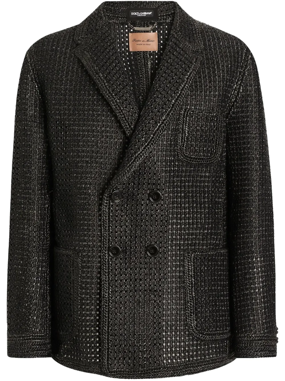

Двубортный блейзер из рафии DOLCE & GABBANA, черный