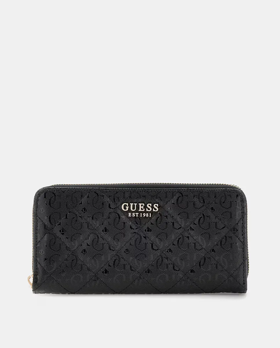 

Большой горизонтальный женский кошелек на молнии Guess, чёрный