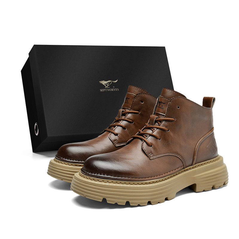 

SEPTWOLVES Короткие мартинсы мужские коричневые, цвет Brown (Standard Leather Shoe Size)