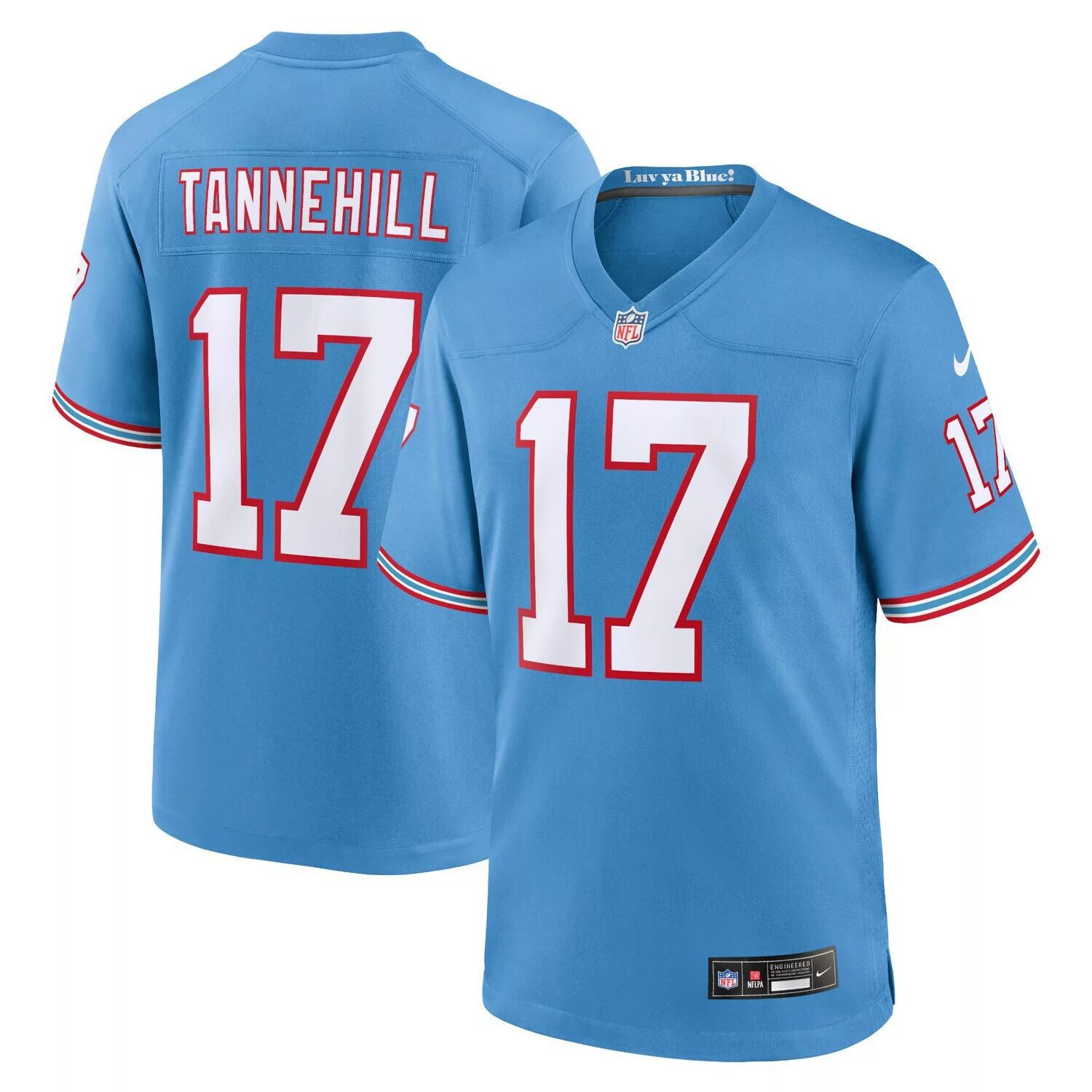 

Мужская голубая футболка Ryan Tannehill Tennessee Titans Oilers Throwback Alternate Game Player Nike, Синий, Мужская голубая футболка Ryan Tannehill Tennessee Titans Oilers Throwback Alternate Game Player Nike