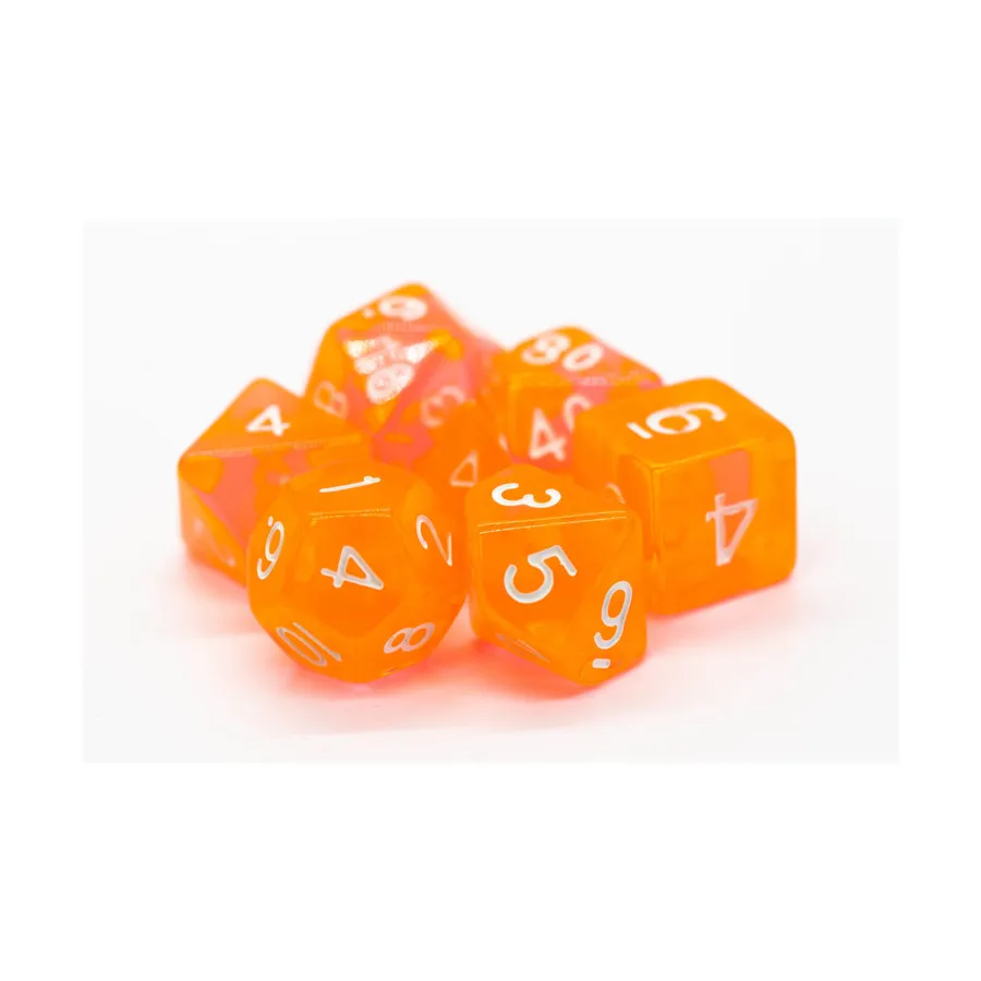 

Poly Set Electric Персиковый с белым (7), Acrylic-Resin Dice - Translucent