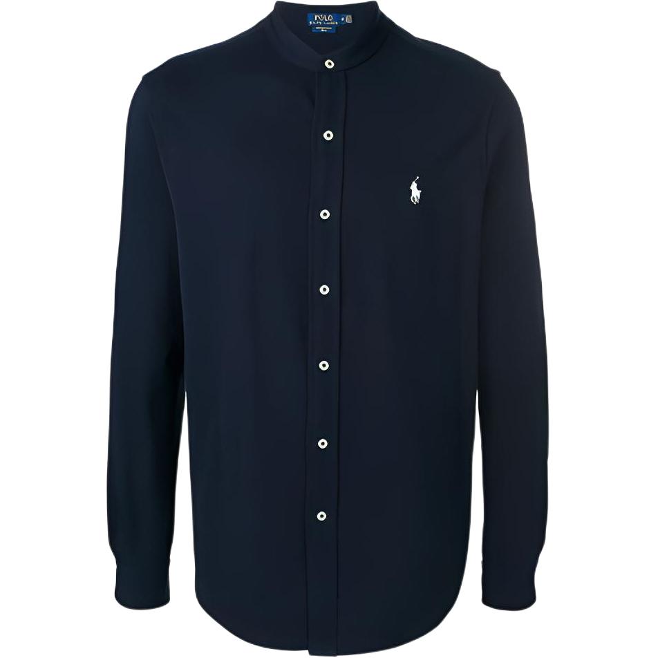 

Хлопковая рубашка с вышитым логотипом Polo Ralph Lauren, темный синий