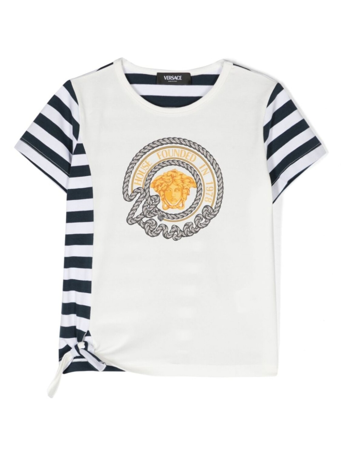 

Versace Kids футболка Nautical Medusa в полоску, белый