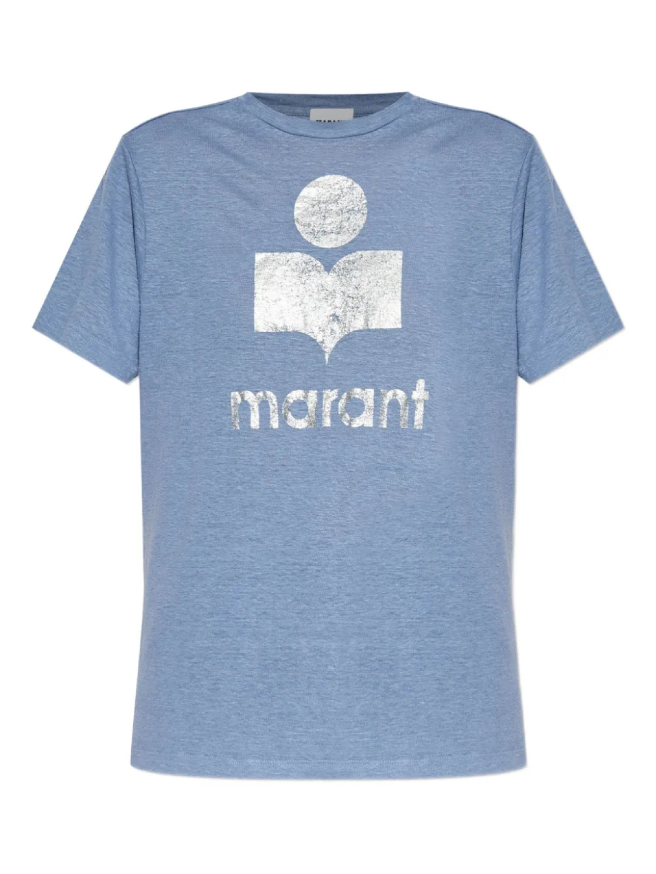 

Льняная футболка MARANT ÉTOILE с металлизированным логотипом, синий