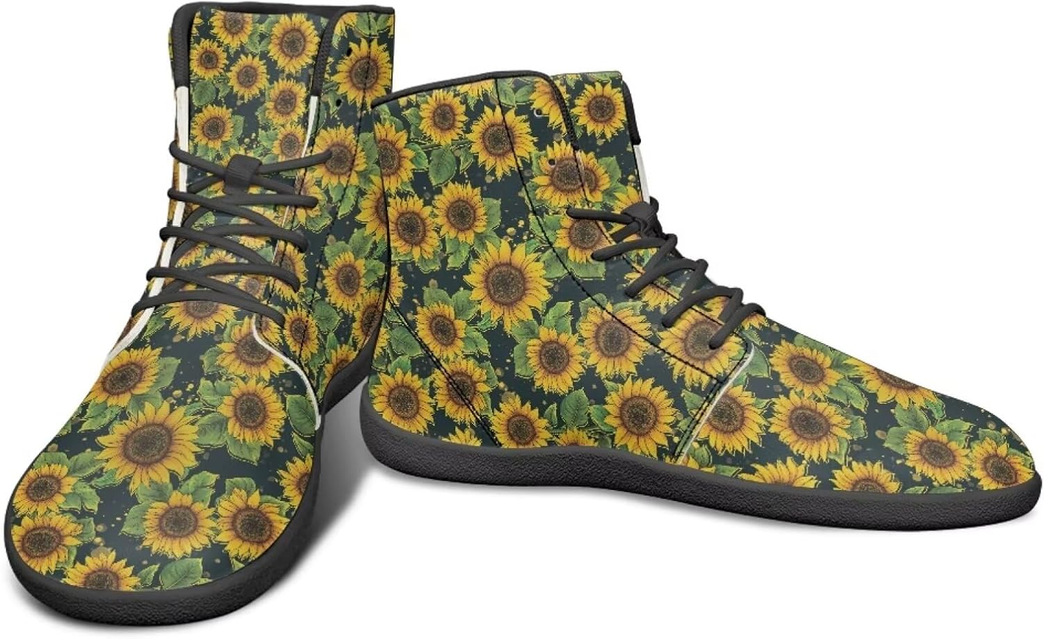 

Высокие кроссовки с цветочным узором и нулевым перепадом для мужчин и женщин, легкие минималистичные обувь для бега и походов Watdotory, Sunflower Pattern