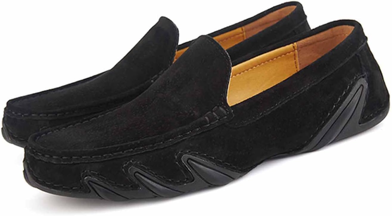 

Мужские слипоны DifaBack из замши, удобные туфли-пенни, ручной работы, легкие мягкие повседневные плоские туфли, нескользящие низкие чукка для вождения, черный