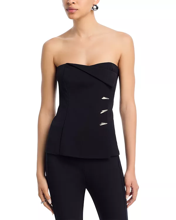 

Эксклюзивный топ без бретелей с фигурным вырезом на пуговицах. Aqua, черный