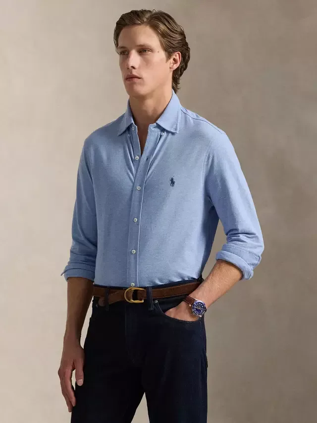 Рубашка-поло Polo из ультратонкой хлопковой сетки, стандартный крой, цвет Isle Heather Ralph Lauren