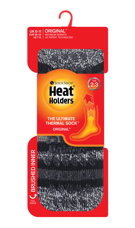 Мужские носки-тапочки с флисовой подкладкой и полосками Heat Holders, черный — фото 2