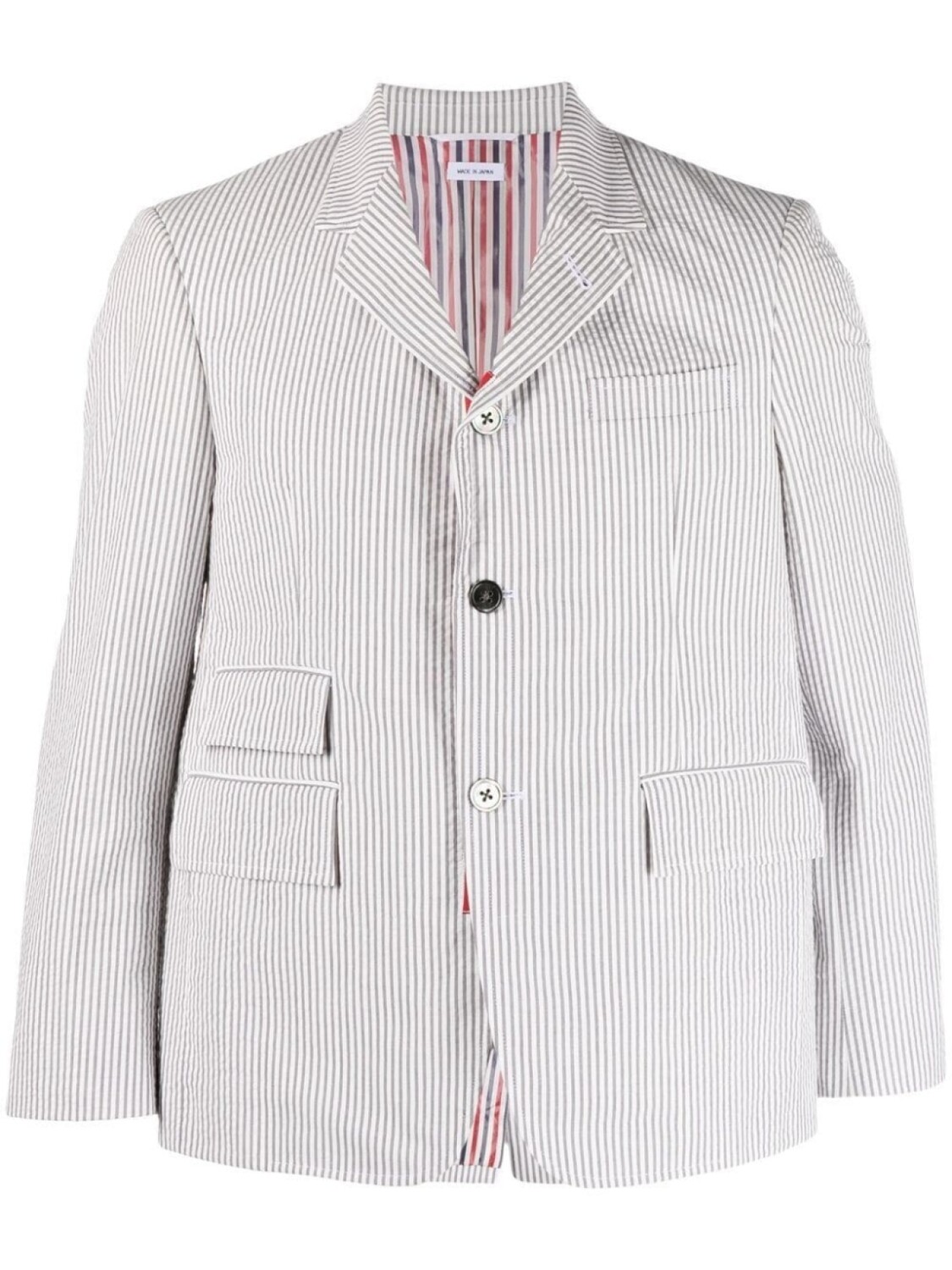 

Thom Browne seersucker single-breasted blazer, серый