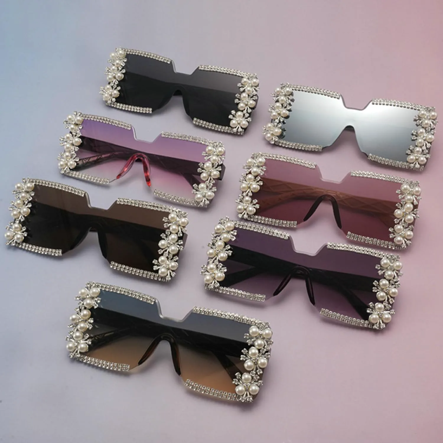 

Элегантные милые солнцезащитные очки со стразами для женщин, квадратные, с жемчужным блеском, для вечеринок, модные очки для активного отдыха mincl, Purple