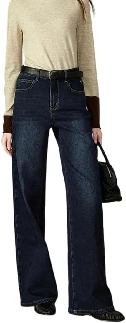 Женские зимние джинсы Mid-Low Rise Wide-Leg с утепленной подкладкой