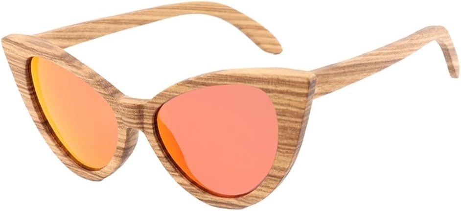

Солнцезащитные очки «Кошачий глаз» из бамбука, ручная работа, зебра, деревянная оправа, модные женские солнцезащитные очки с бабочками, поляризованные UV400 UJNHGQ, Orange