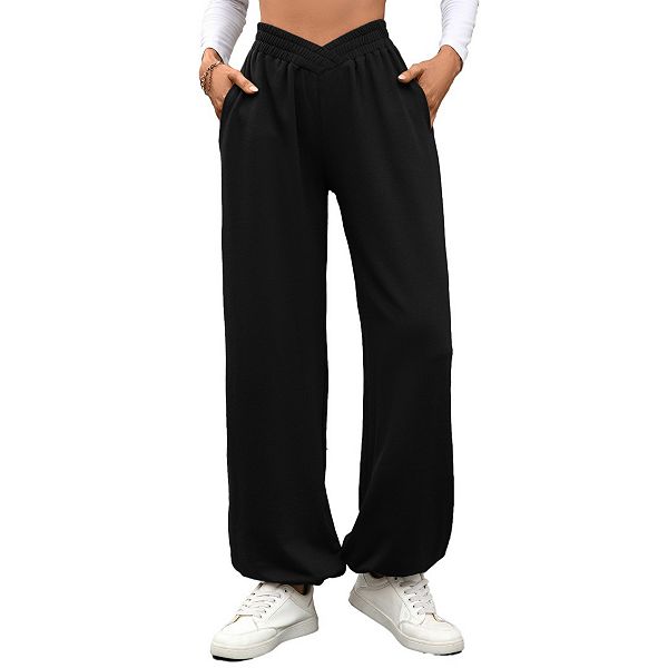 

Женские брюки с высокой талией и широкими штанинами Yesfashion, Black