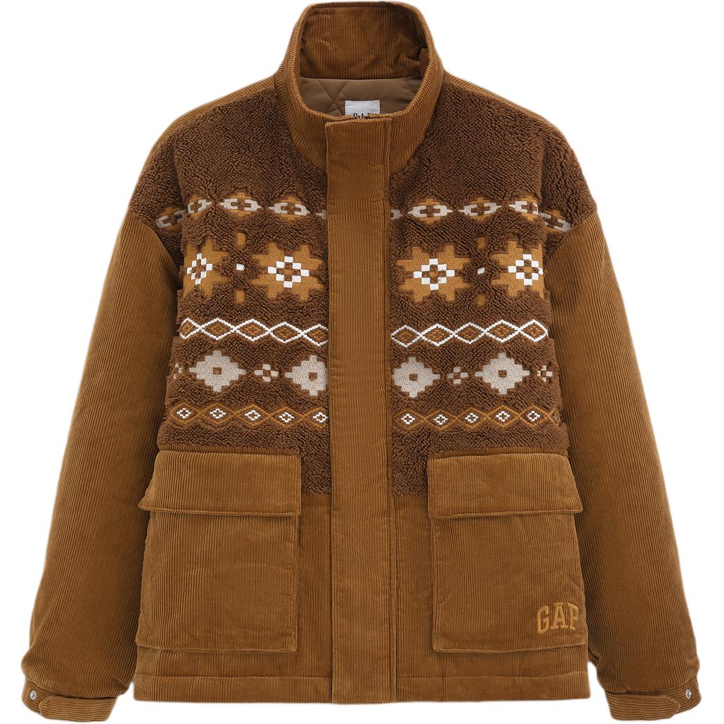 

Мужская пуховая куртка с воротником-стойкой, средней жесткости GAP, коричневый