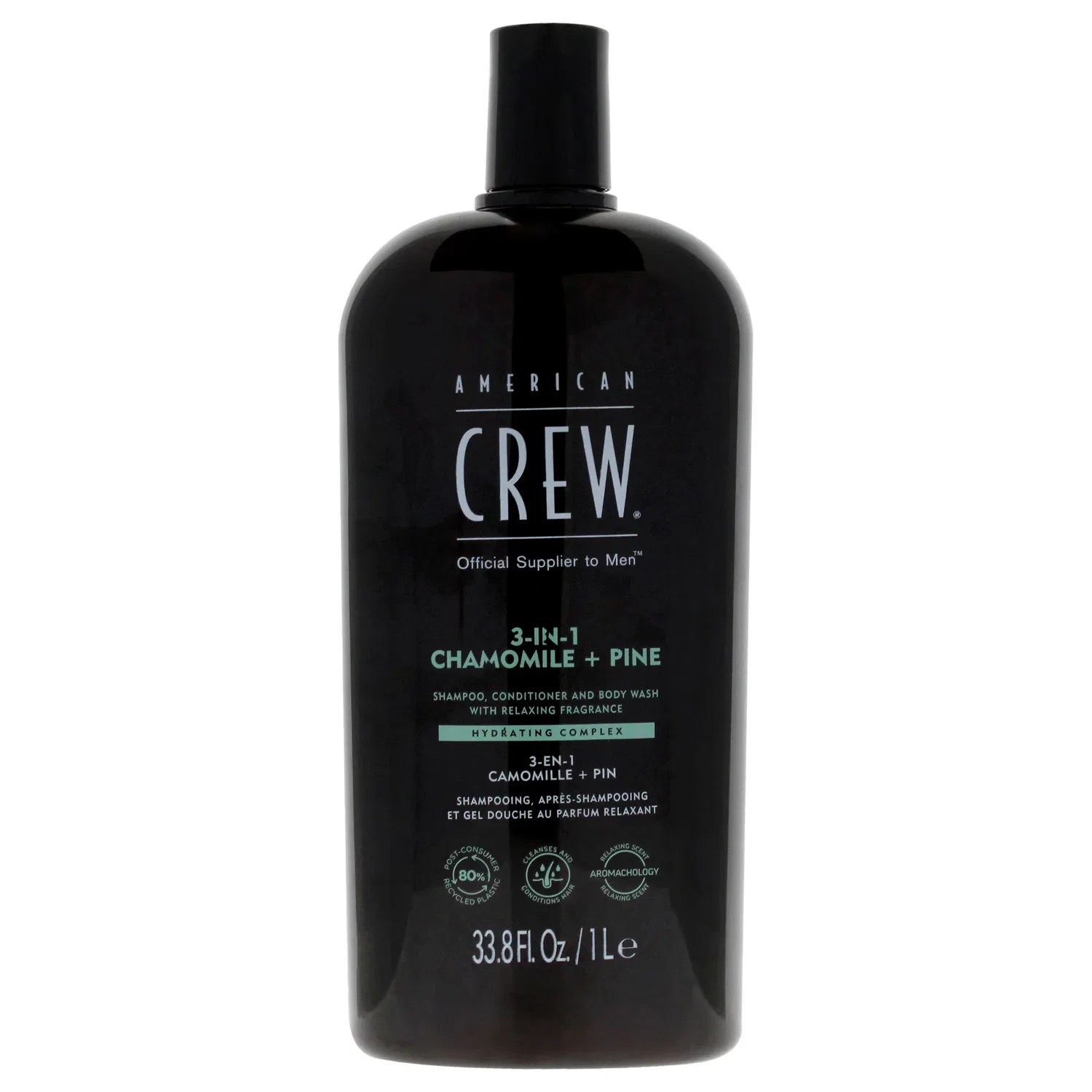 Многофункциональный набор 3-в-1 Chamoline Plus Pine от American Crew для мужчин - шампунь, кондиционер и гель для душа объемом 33,8 унции, белый