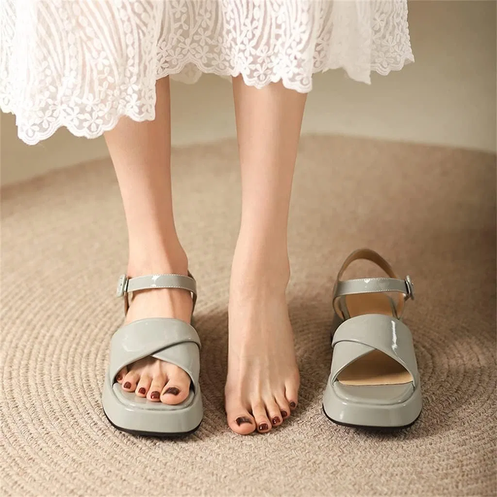 Сандалии из натуральной кожи на платформе, Grey jshdufhuegfdbcngbg — фото 4