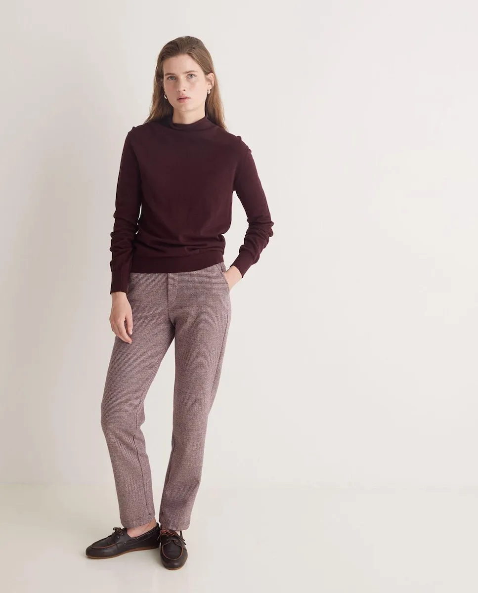 

Женские прямые брюки с эластичным поясом и боковым карманом Yerse, баклажановый