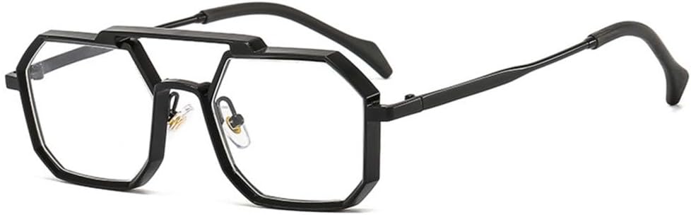 

Солнцезащитные очки в стиле ретро-метал-панк 2027 года, многоугольные, квадратные, для женщин, модные, с прозрачными линзами, защита от УФ-излучения UV400, для мужчин MTZJH, Black Clear