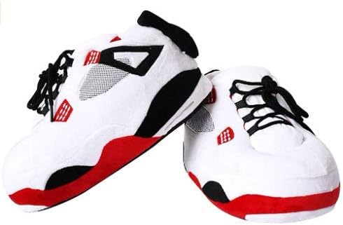 

Домашние тапочки KZK KrazeKickz для взрослых - пушистые шлепанцы для женщин и мужчин - унисекс, белый/красный