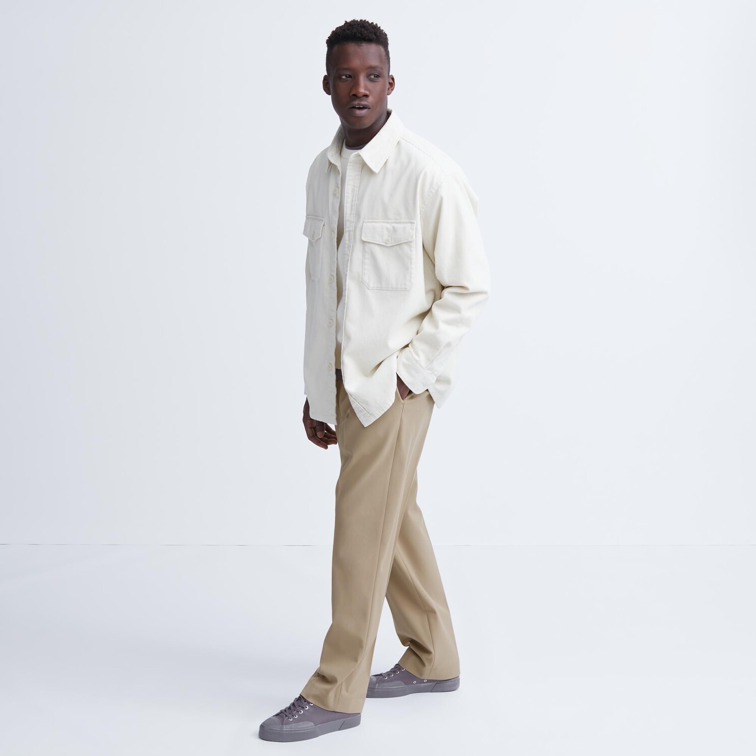 

Широкие брюки Uniqlo, бежевый
