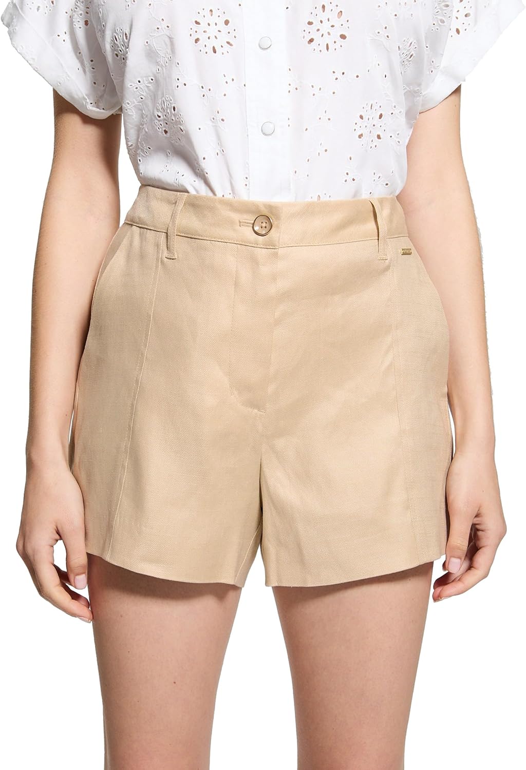 

GUESS Женские шорты Eco Isabeau Linen, Foamy Taupe