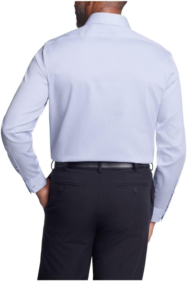 Мужская рубашка Calvin Klein, не требующая глажки, эластичная, приталенная, однотонная, Blue — фото 2