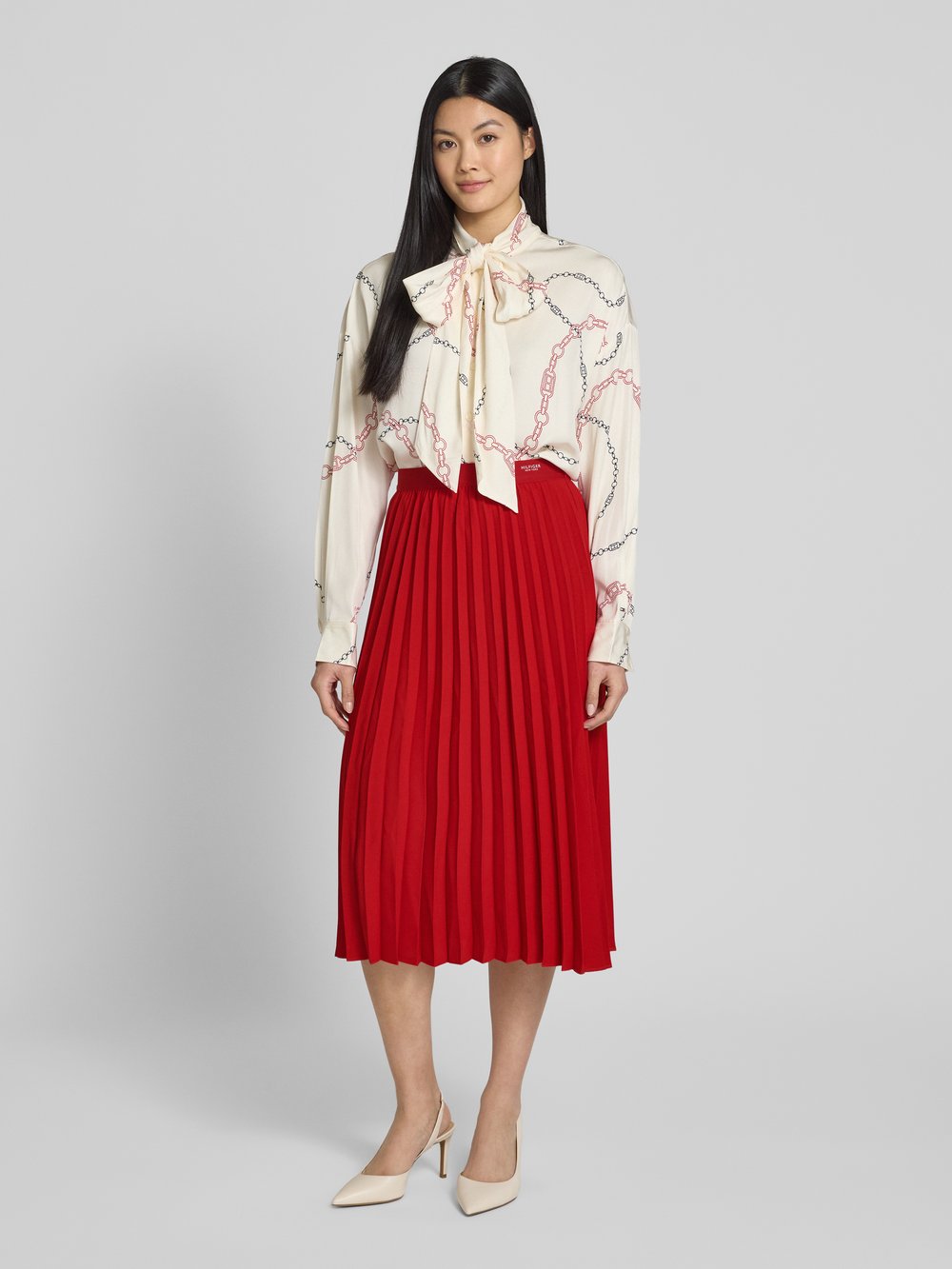 

Расклешенная юбка миди со складками Tommy Hilfiger, красный