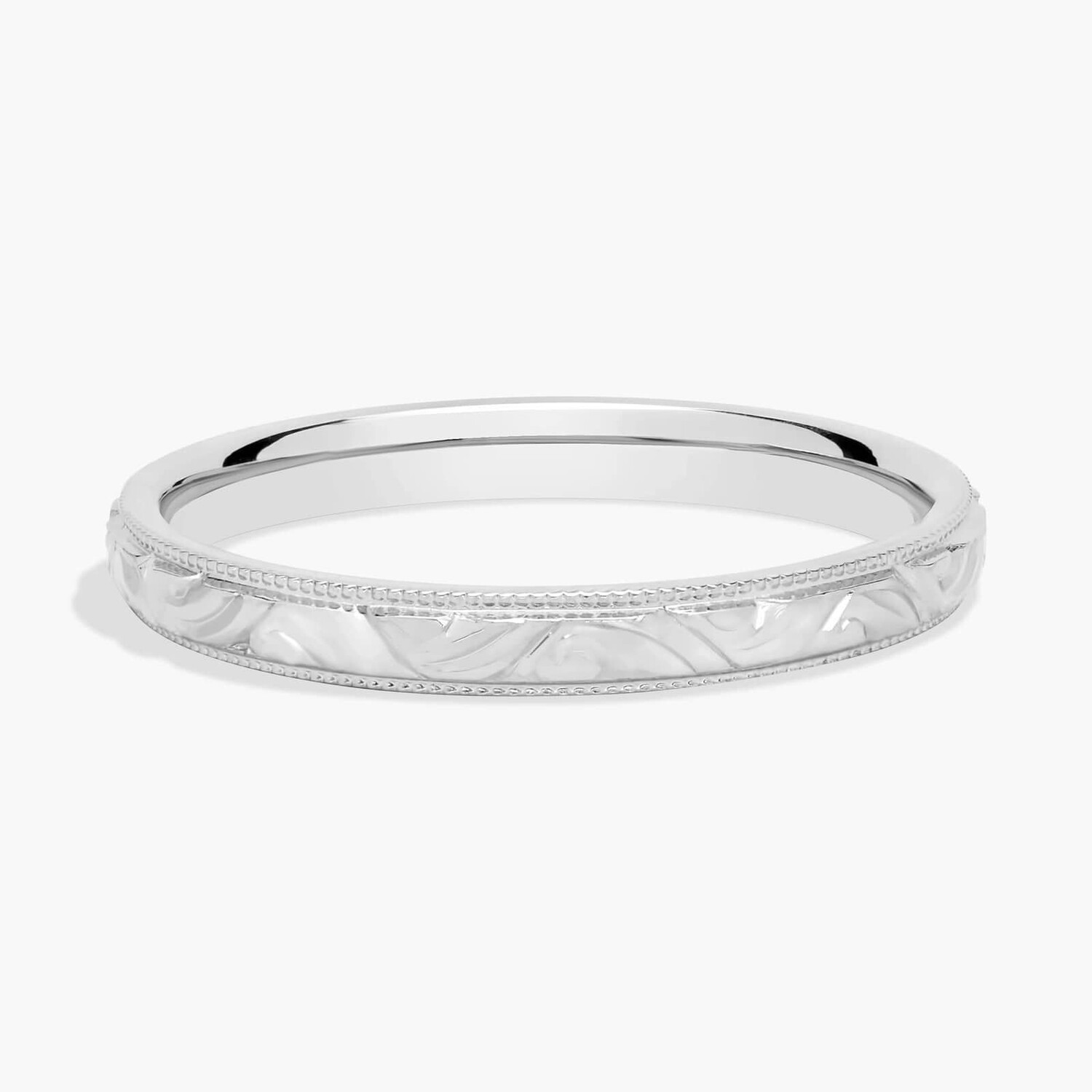 

Кольцо Milgrain Swirl Stackable из 14-каратного белого золота (2 мм) Blue Nile