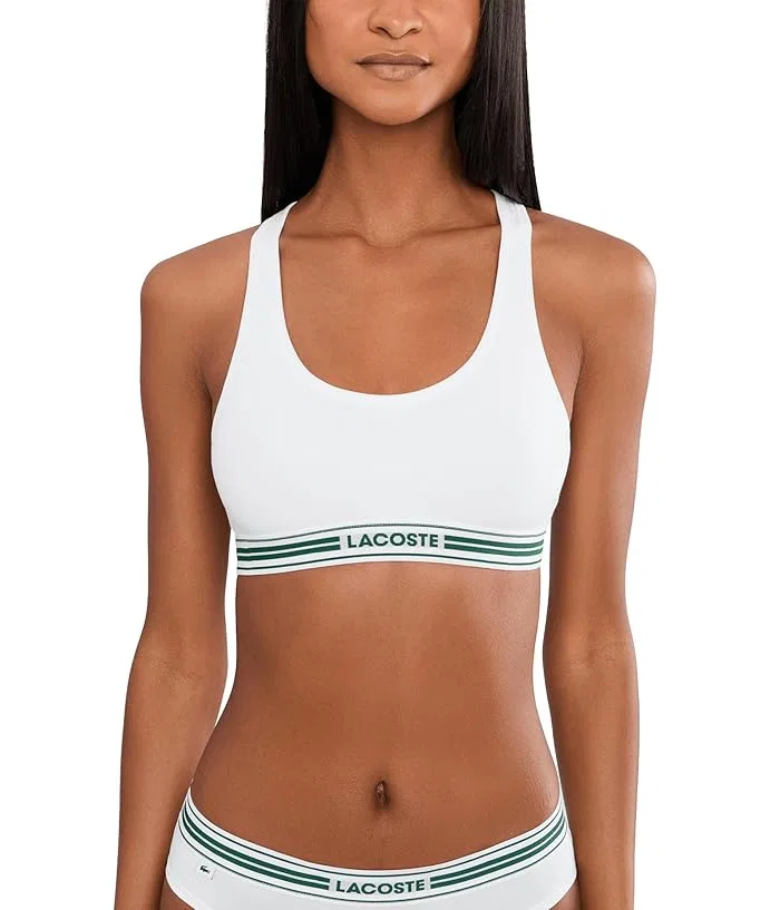 Бралетт Lacoste Cotton Bralette Contrast Band, Бордовый/Белый/Бежевый
