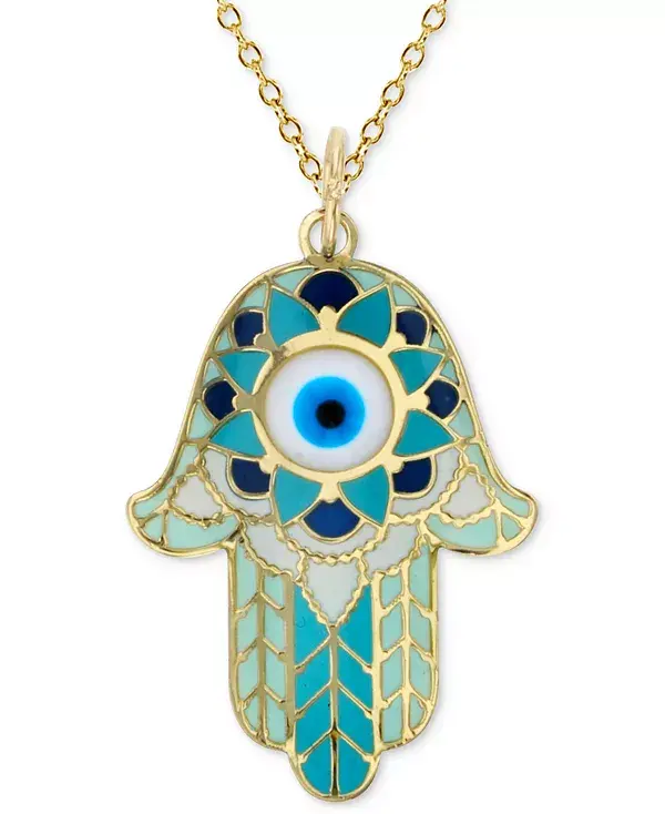 

Ожерелье с подвеской в виде руки хамсы с эмалью от сглаза, 18 дюймов, из 14-каратного золота Macy'S, gold
