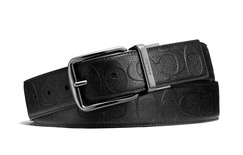 

Широкий реверсивный кожаный ремень с фирменным узором Black COACH