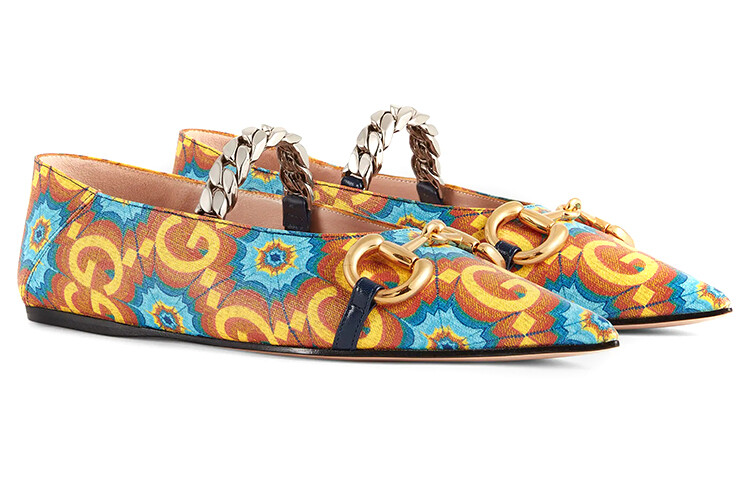 Туфли женские Gucci, оранжевый / синий — фото 2