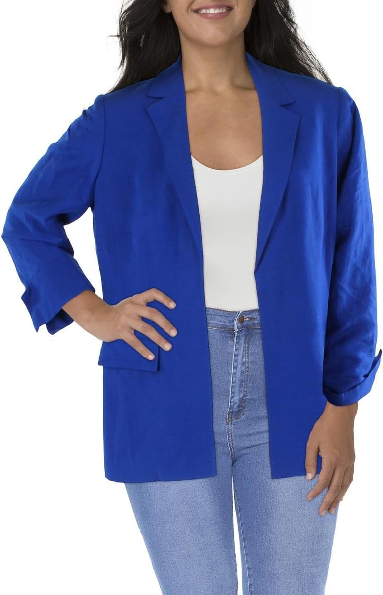 

Блейзер Calvin Klein Plus Size с открытым спереди и воротником-шалью для работы, Regatta