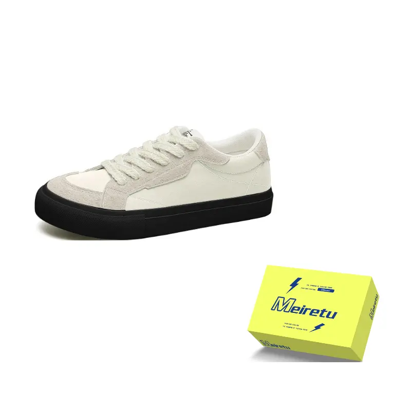 

Meiretu Антискользящие износостойкие низкие скейтерские кросcовки мужские - бежево-черные, цвет Beige Black