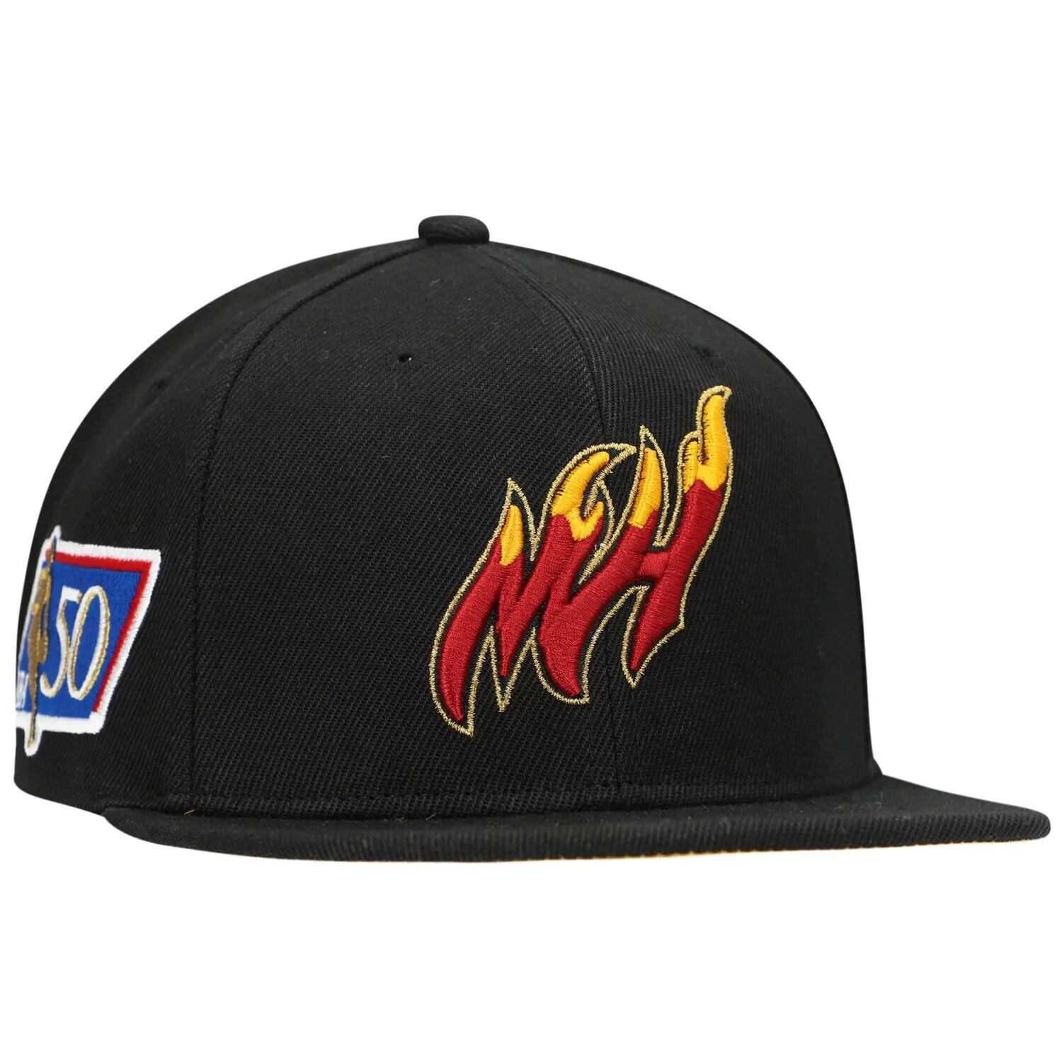 

Мужская черная кепка Snapback Mitchell & Ness Miami Heat в честь 50-летия Майами Хит