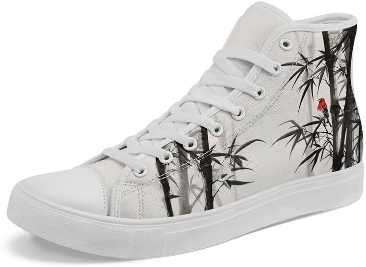 

Высокие кеды AWSOLE в китайском стиле из канвы, комфортные, с рисунком панд, бамбука и журавлей, восточные повседневные обувь для мужчин и женщин, белый/оранжевый