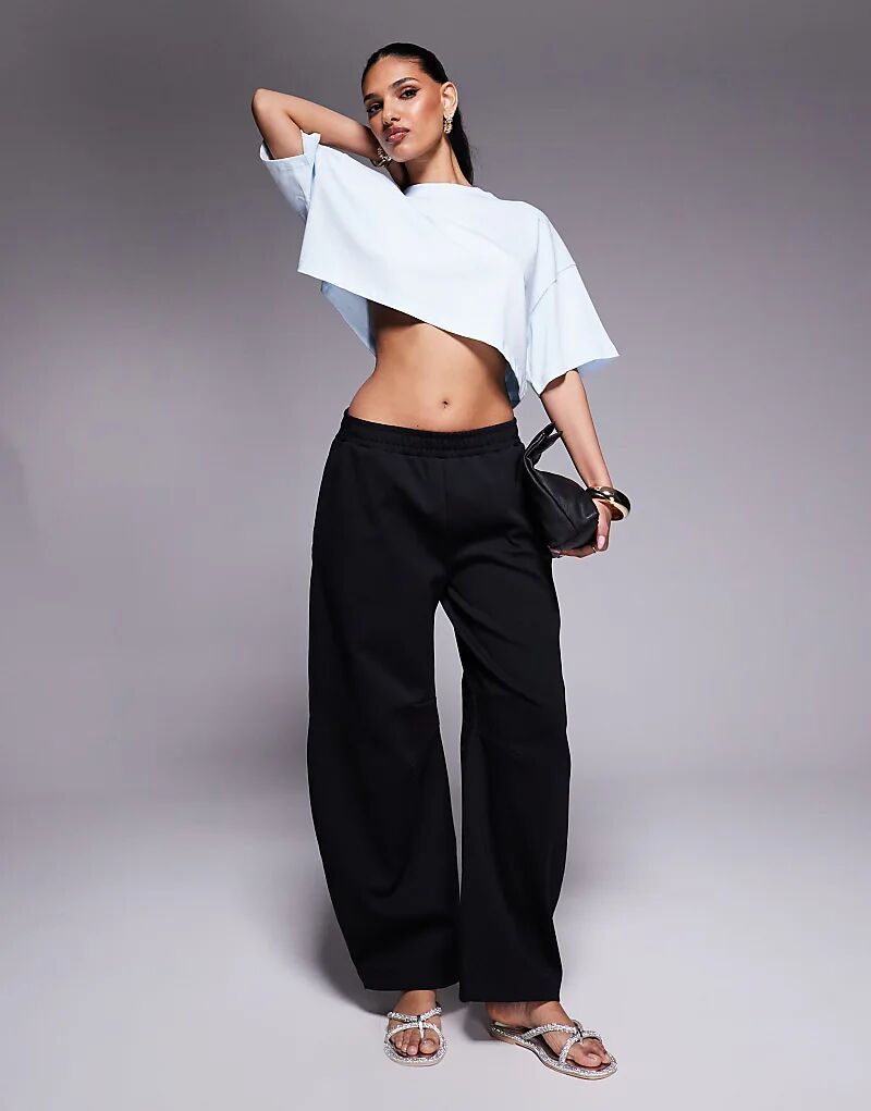 

Спортивные брюки-бочонки ASOS DESIGN интерлок черного цвета