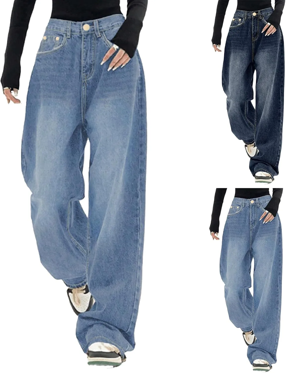 

Прямые джинсы для женщин Casual Oversized Boyfriend с высокой посадкой