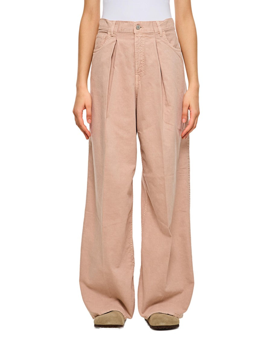 

Широкие джинсы с высокой талией свободного кроя и плиссированными деталями Haikure, розовый