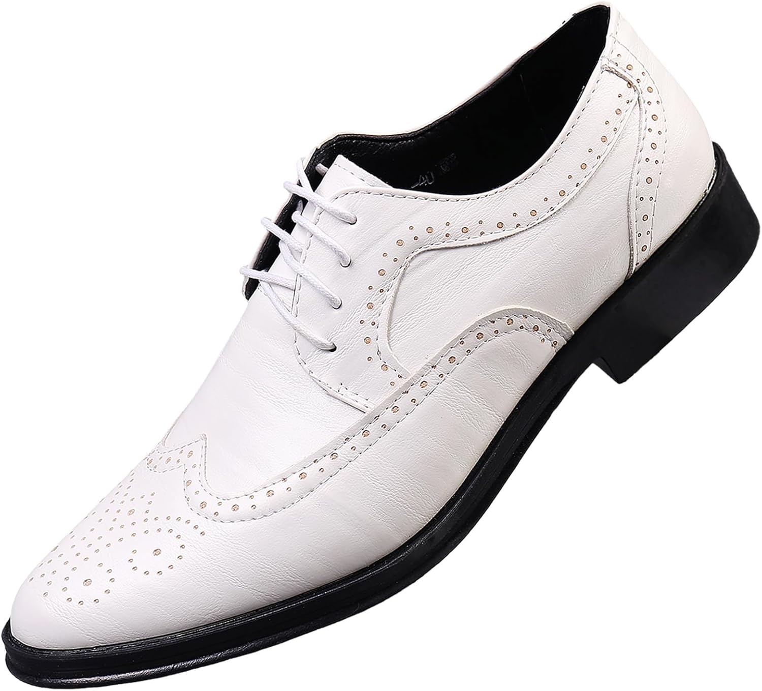 

Мужские классические оксфорды с шнуровкой, крыльями и брогированием, кожаные деловые формальные дерби Optigard, белый