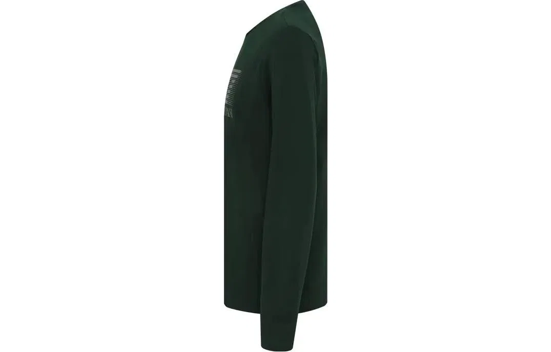 Футболка EA7 Letter Print с длинным рукавом и круглым вырезом, мужская, army green EMPORIO ARMANI — фото 4