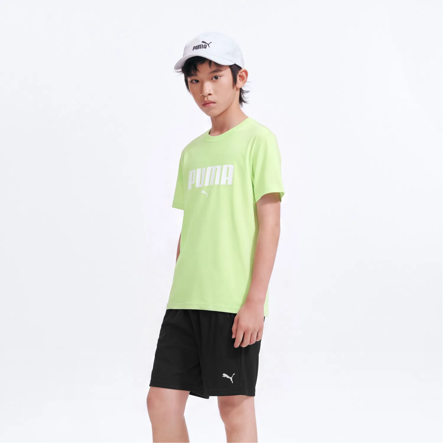 Детский спортивный костюм PUMA Unisex с круглым вырезом, зеленый — фото 4