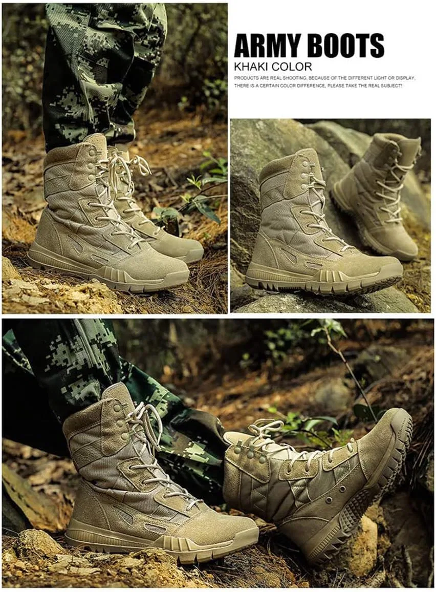 YUHAI Мужские легкие армейские ботинки для активного отдыха, походов, работы, водонепроницаемые, для рыбалки, пеших прогулок, работы в поле и охоты, коричневые, размер 40 (UK 7) — фото 4