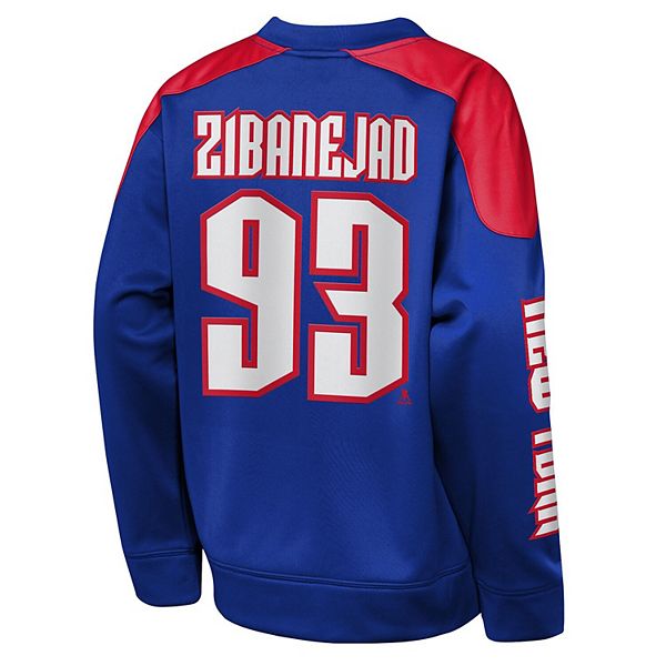 Свитшот с именем и номером Youth Mika Zibanejad New York Rangers синий Outerstuff — фото 4