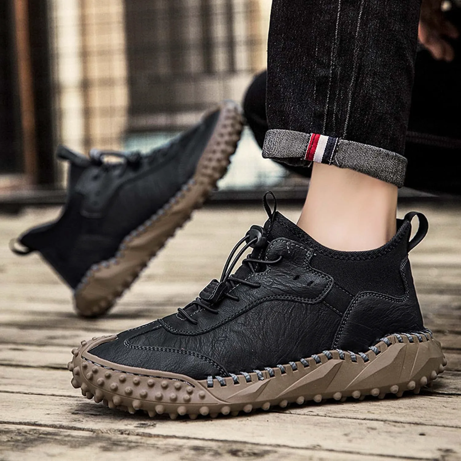 

Мужские походные туфли, мужские кожаные ботинки, слипоны, легкие удобные повседневные ботинки Чакка, мужская модная спортивная и деловая обувь Generic